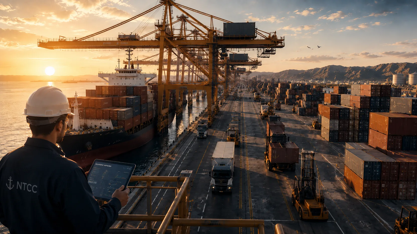 An NTCC operations professional overseeing live port execution